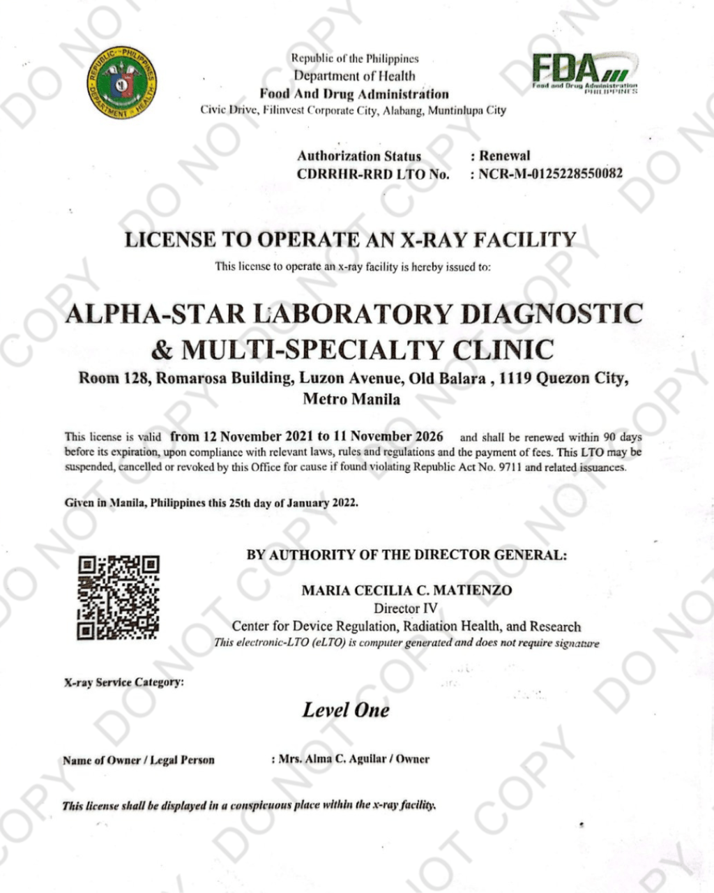 AlphaStar: DOH & FDA Licensed X-Ray Facility sa&nbsp;QC